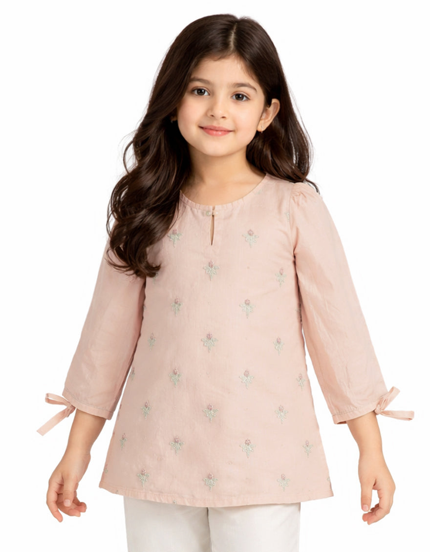 Lawn Peach Kurti - J. Junaid Jamshed