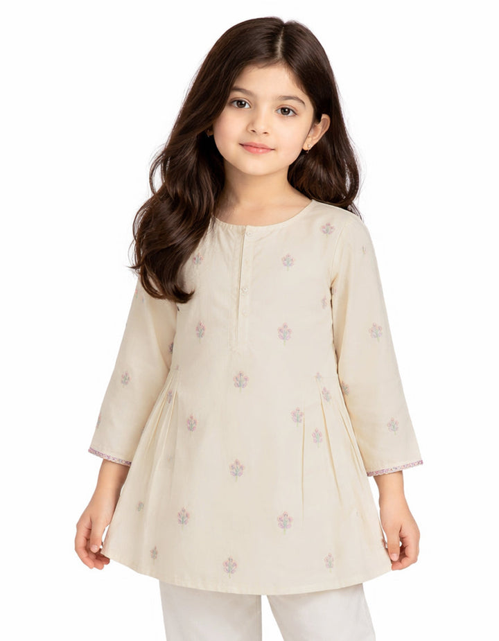 Lawn Off White Kurti - J. Junaid Jamshed