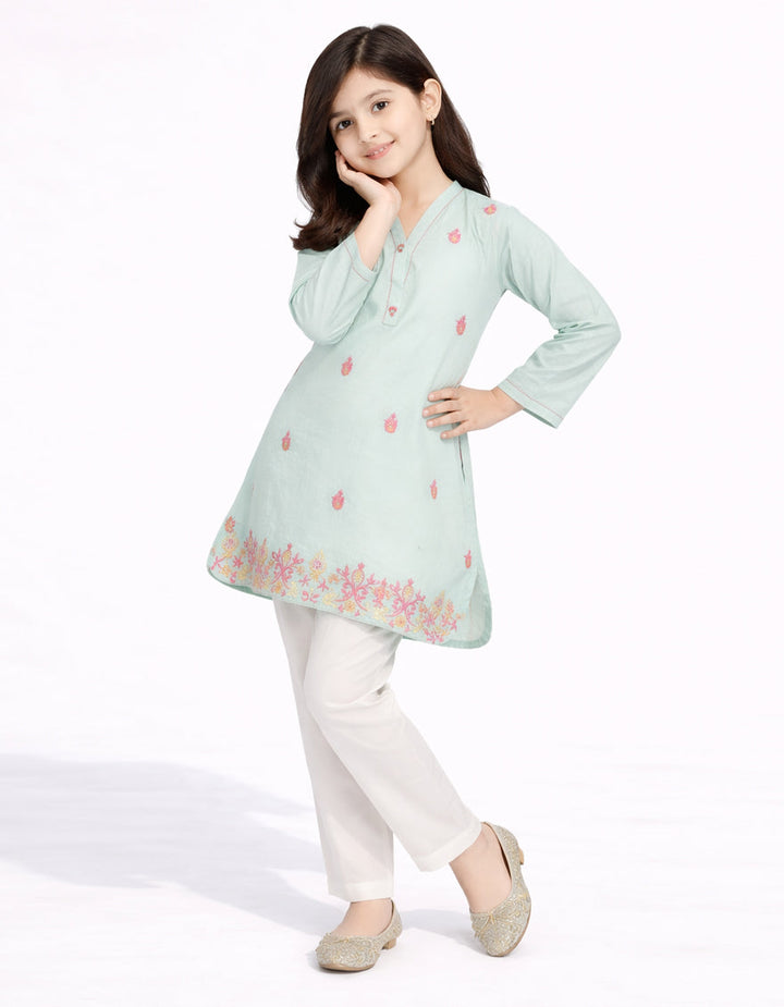 Lawn Green Kurti - J. Junaid Jamshed