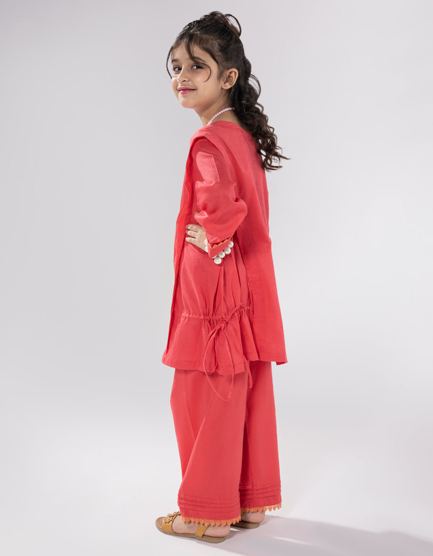 Dobby Red Stitched Suit - J. Junaid Jamshed