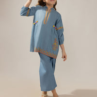 Denim Blue Stitched Suit - J. Junaid Jamshed