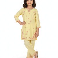 Maple Silk Yellow Stitched Suit - J. Junaid Jamshed