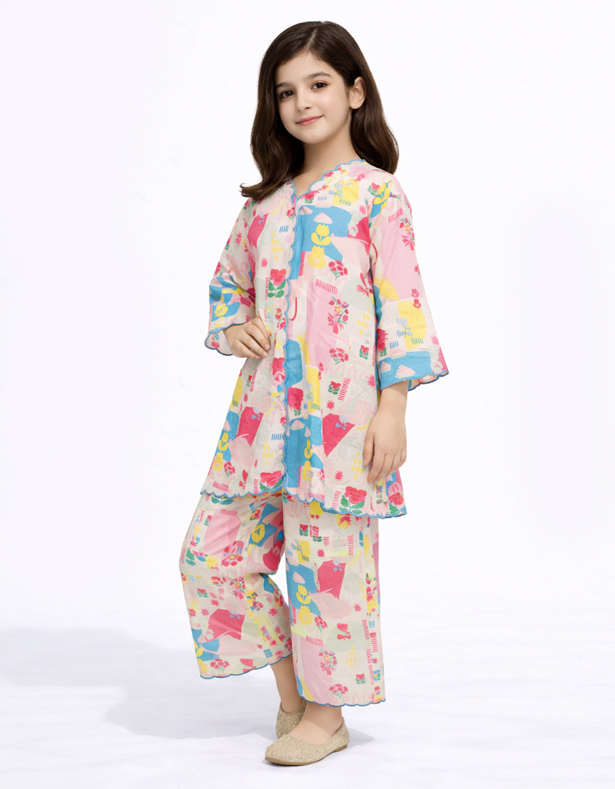 Lawn Multicolor Stitched Suit - J. Junaid Jamshed