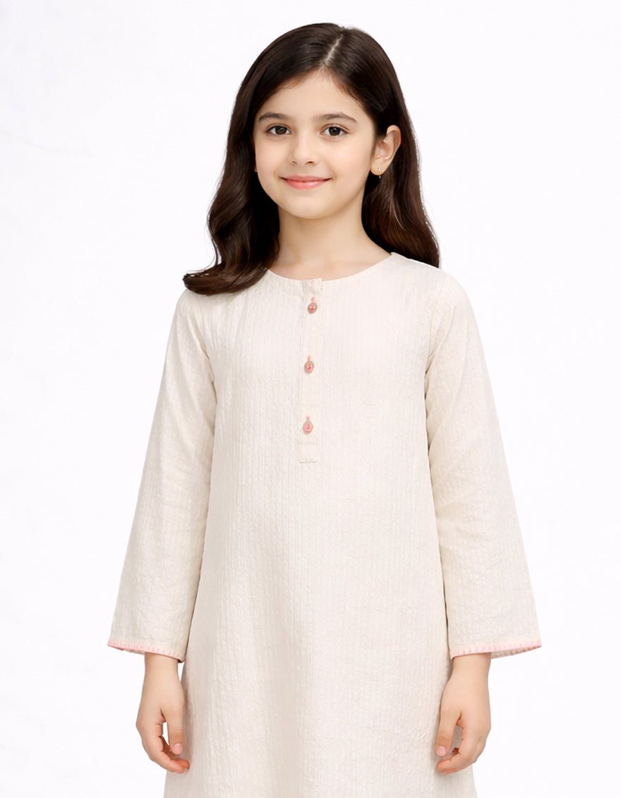 Seer Sucker Off White Stitched Suit - J. Junaid Jamshed