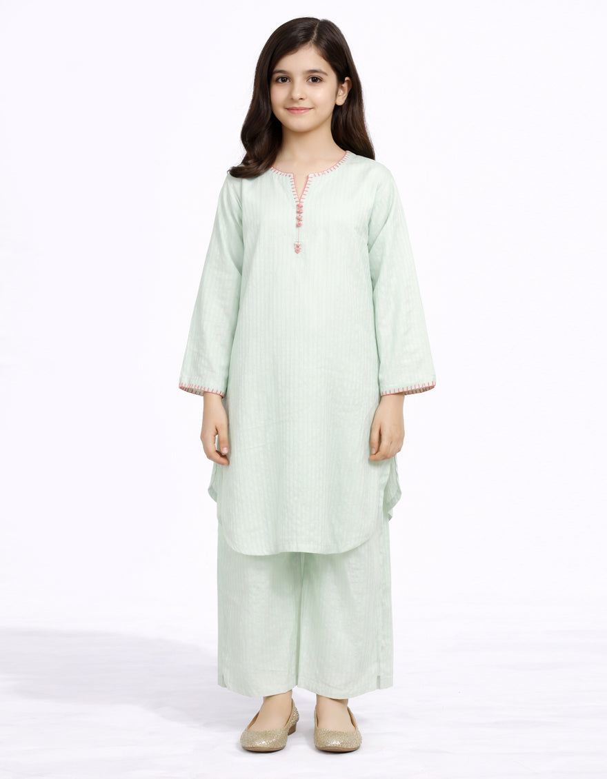 Cotton Sky Blue Stitched Suit - J. Junaid Jamshed