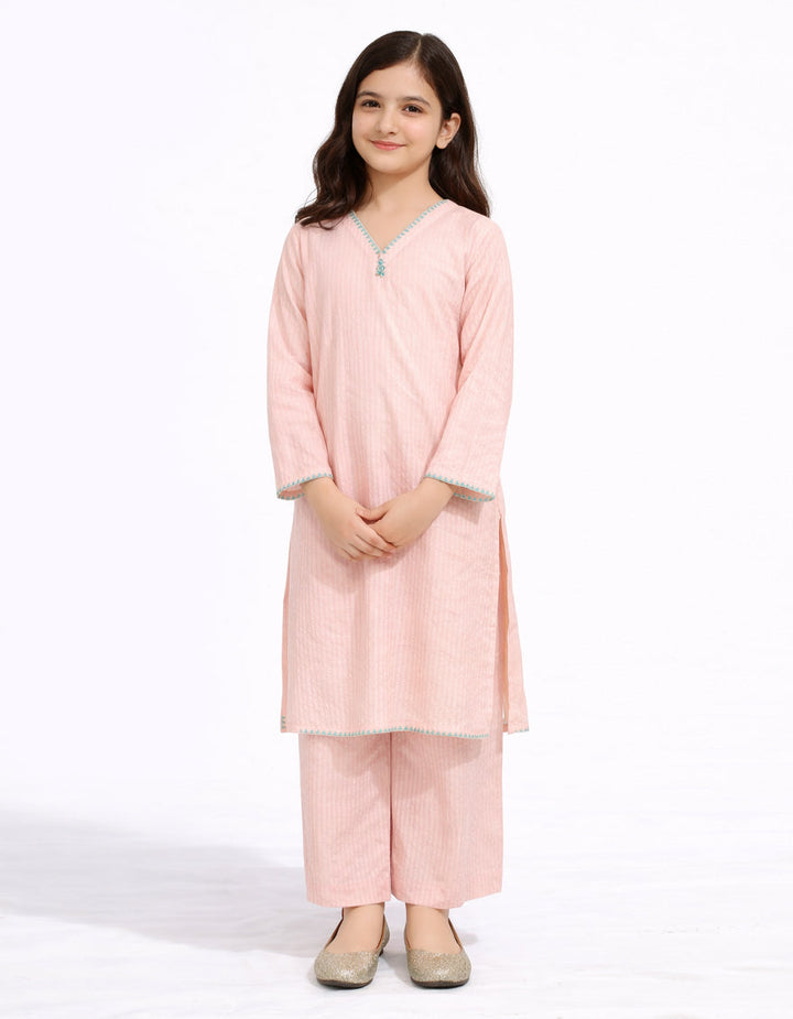 Cotton Pink Stitched Suit - J. Junaid Jamshed