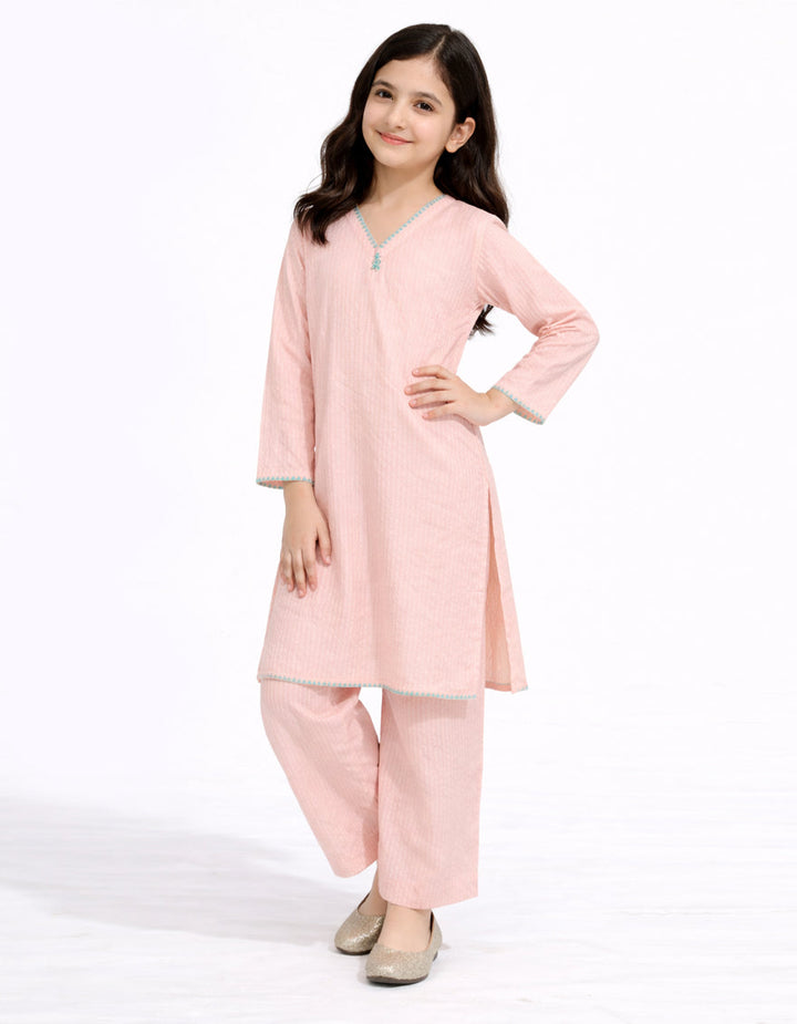 Cotton Pink Stitched Suit - J. Junaid Jamshed