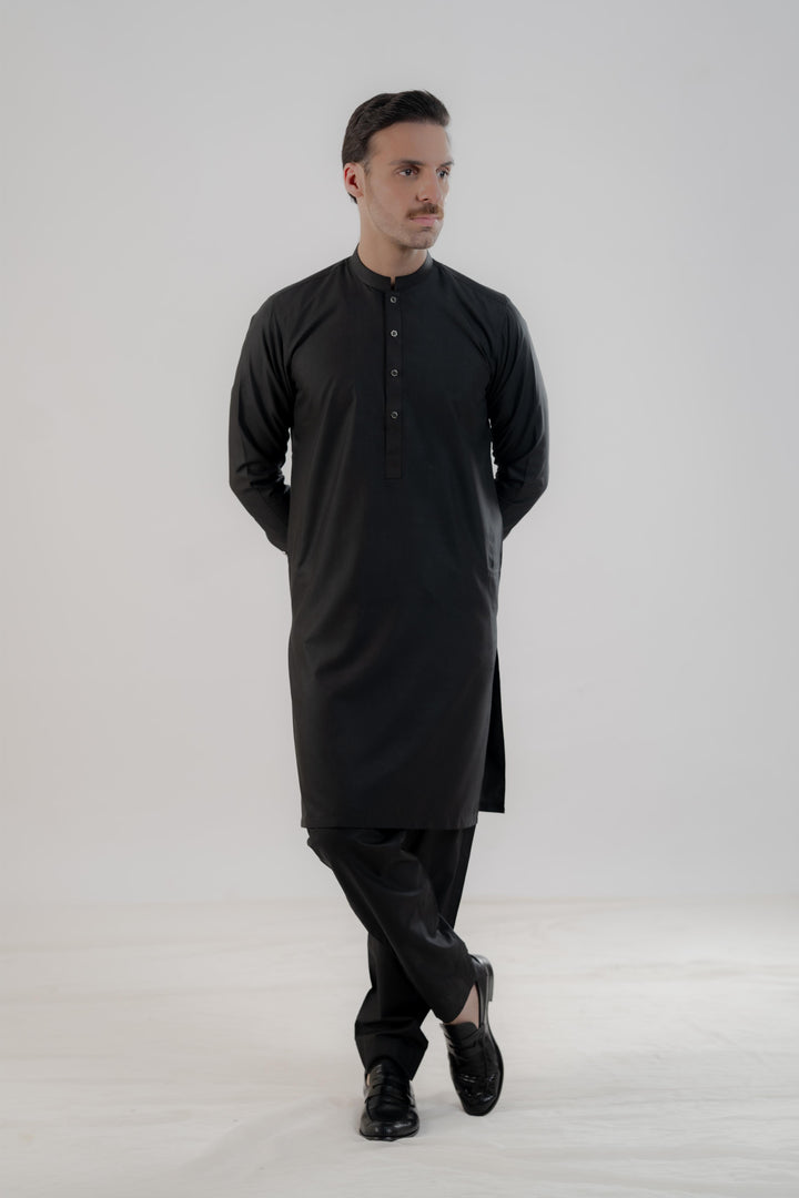 Polyester Viscose Slim Fit Black Kurta Trouser - Jiah
