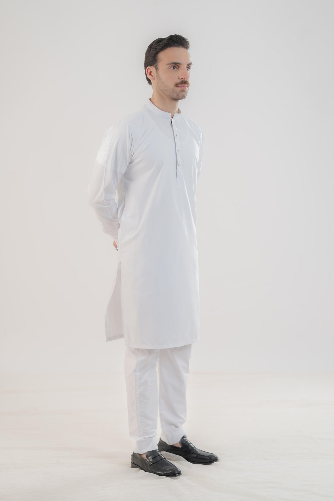 Polyester Viscose Slim Fit White Kurta Trouser - Jiah