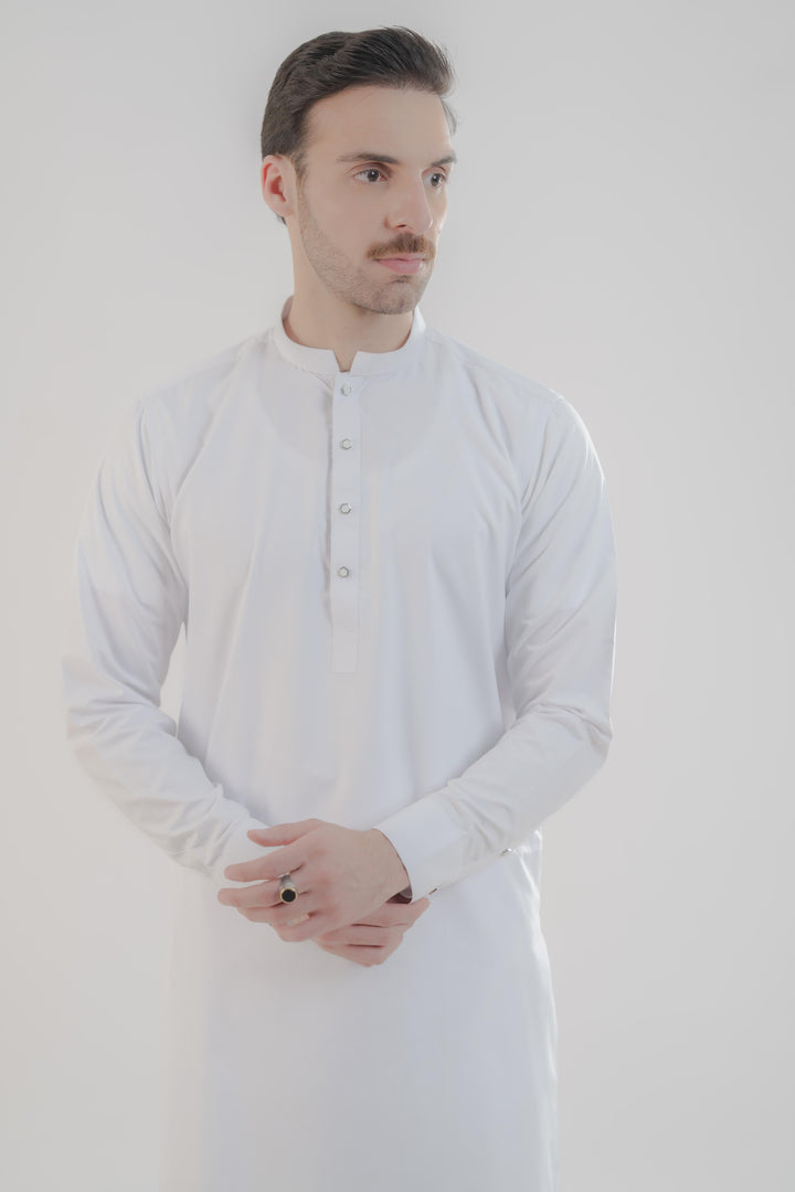 Polyester Viscose Slim Fit White Kurta Trouser - Jiah