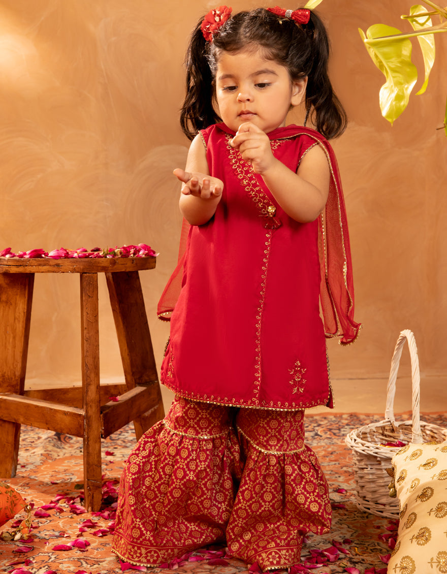 Cotton Silk Red Stitched Suit - J. Junaid Jamshed