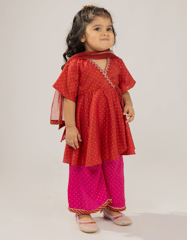 Silk Red Stitched Suit - J. Junaid Jamshed