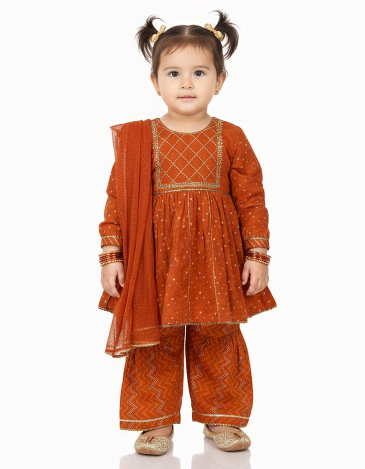 Maple Silk Orange Stitched Suit - J. Junaid Jamshed