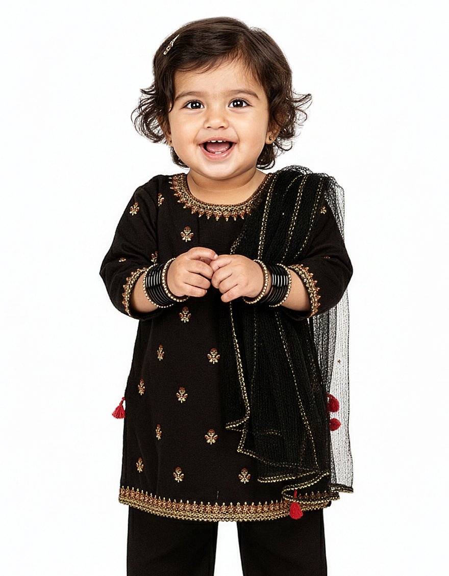 Lawn Silk Black Stitched Suit - J. Junaid Jamshed