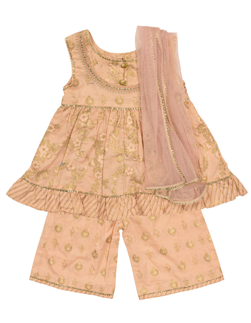 Lawn Silk Peach Stitched Suit - J. Junaid Jamshed