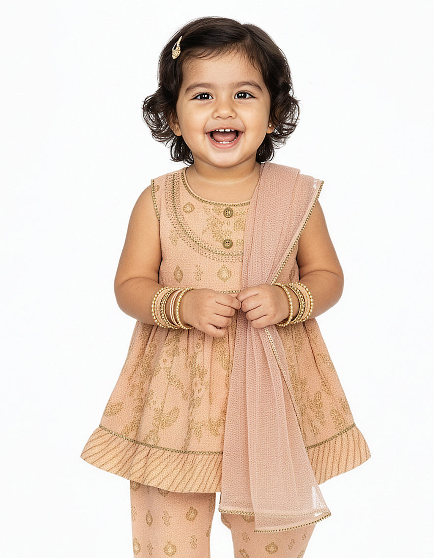 Lawn Silk Peach Stitched Suit - J. Junaid Jamshed