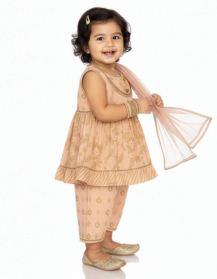 Lawn Silk Peach Stitched Suit - J. Junaid Jamshed