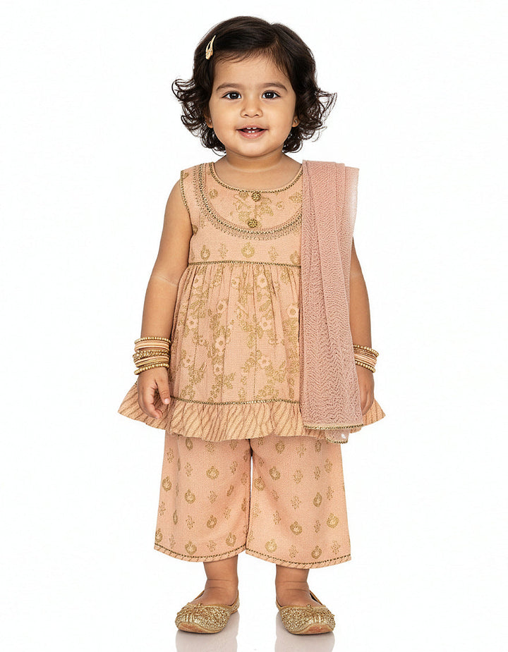 Lawn Silk Peach Stitched Suit - J. Junaid Jamshed