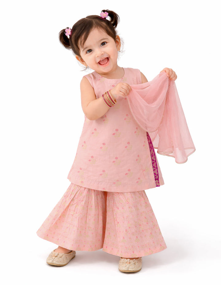 Raw Silk Peach Stitched Suit - J. Junaid Jamshed