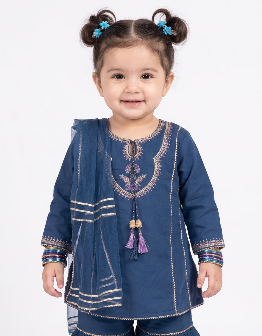 Raw Silk Blue Stitched Suit - J. Junaid Jamshed
