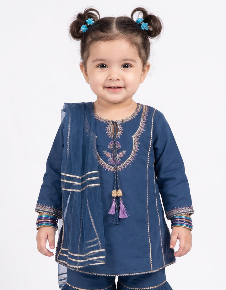 Raw Silk Blue Stitched Suit - J. Junaid Jamshed