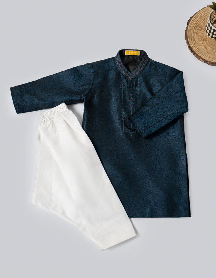 Polyester Teal Shalwar Kameez- J. Junaid Jamshed