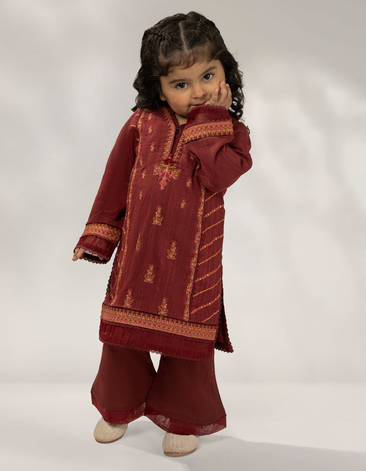 Khaddar Slub Maroon Stitched Suit - J. Junaid Jamshed