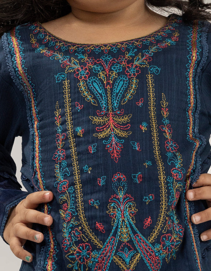 Khaddar Slub Blue Stitched Suit - J. Junaid Jamshed