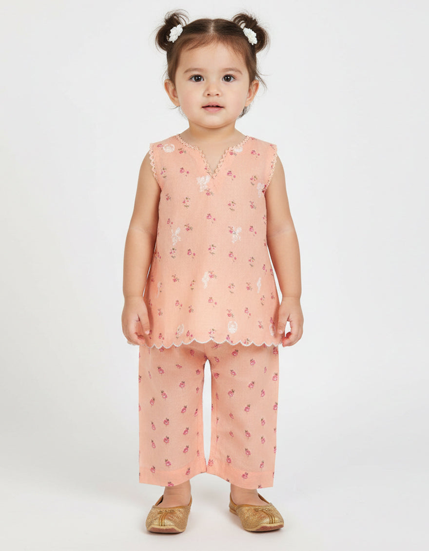 Lawn Peach Stitched Suit - J. Junaid Jamshed