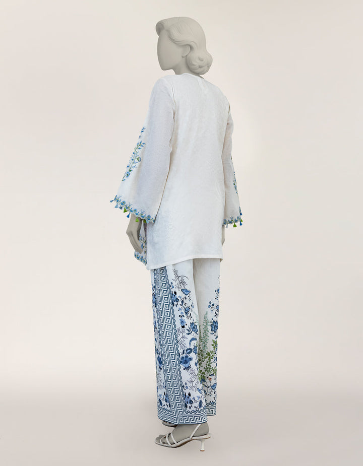 Dobby Off White Stitched Suit - J. Junaid Jamshed