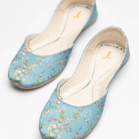 Silk Blue Chappal - J. Junaid Jamshed