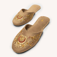 Suede Beige Khussa - J. Junaid Jamshed
