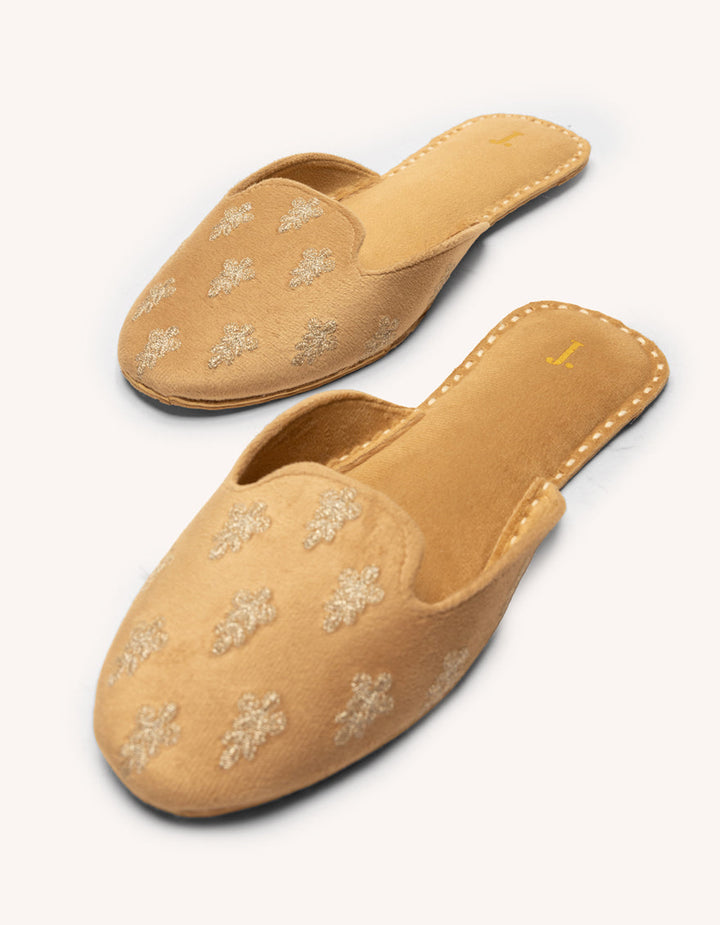 Suede Beige Khussa - J. Junaid Jamshed