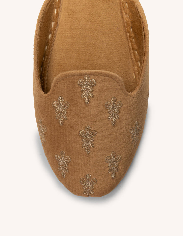 Suede Beige Khussa - J. Junaid Jamshed