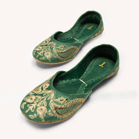 Suede Green Khussa - J. Junaid Jamshed