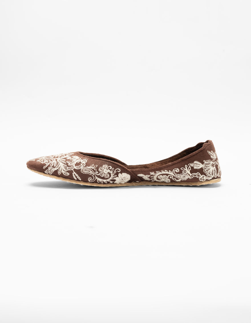 Suede Brown Khussa - J. Junaid Jamshed