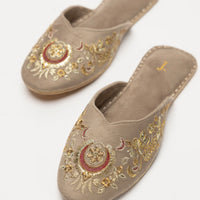 Suede Beige Khussa - J. Junaid Jamshed