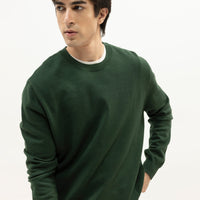 VIRGO - FOREST GREEN SHORT MOCK SWEATER - J. Junaid Jamshed