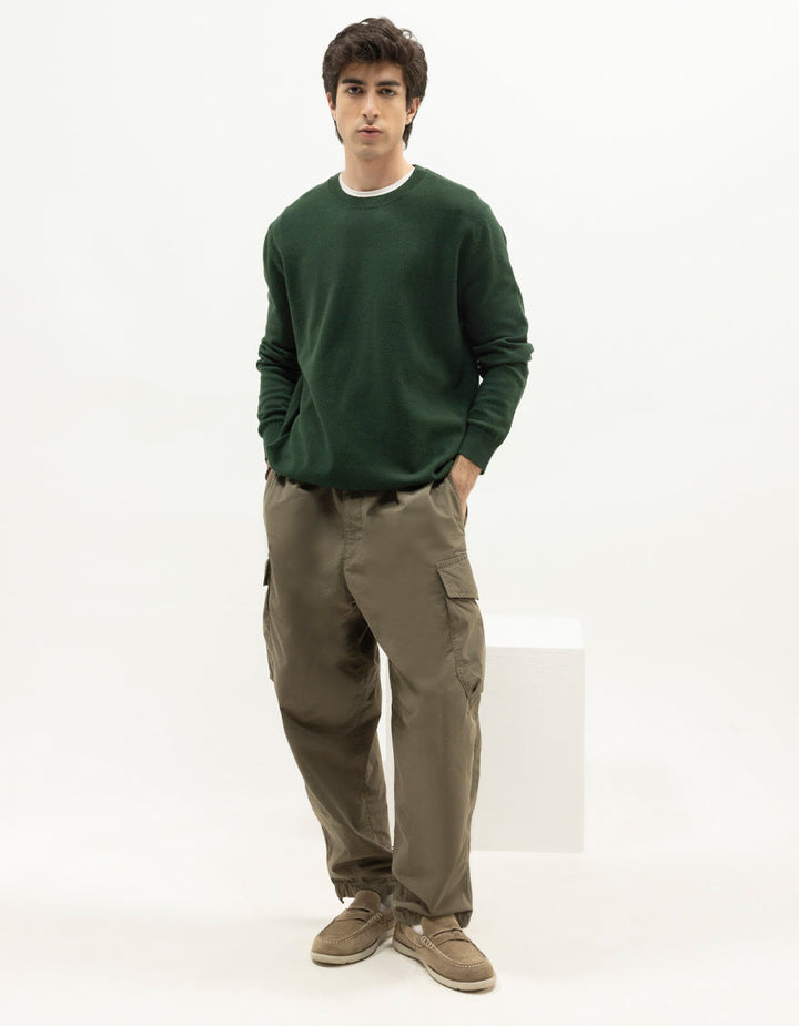 VIRGO - FOREST GREEN SHORT MOCK SWEATER - J. Junaid Jamshed