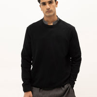 VIRGO - BLACK SHORT MOCK SWEATER - J. Junaid Jamshed