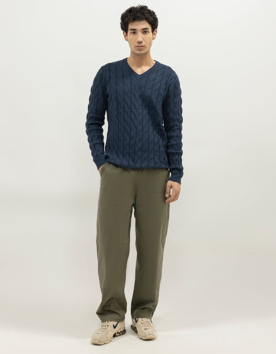 PLUTO B - NAVY V-NECK SWEATER - J. Junaid Jamshed