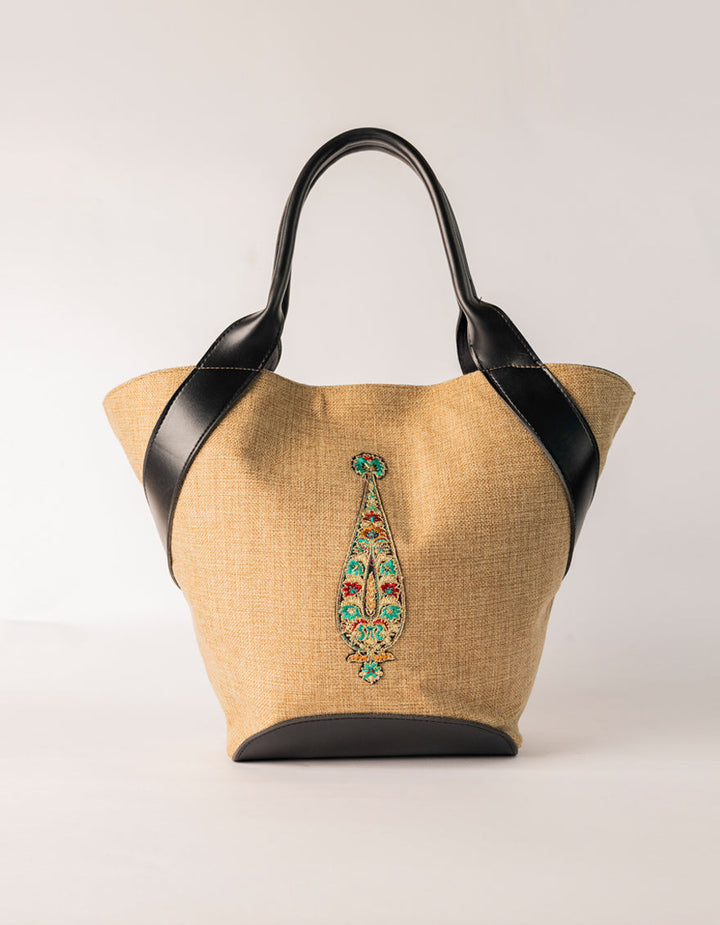 Jute Beige Hand Bag - J. Junaid Jamshed