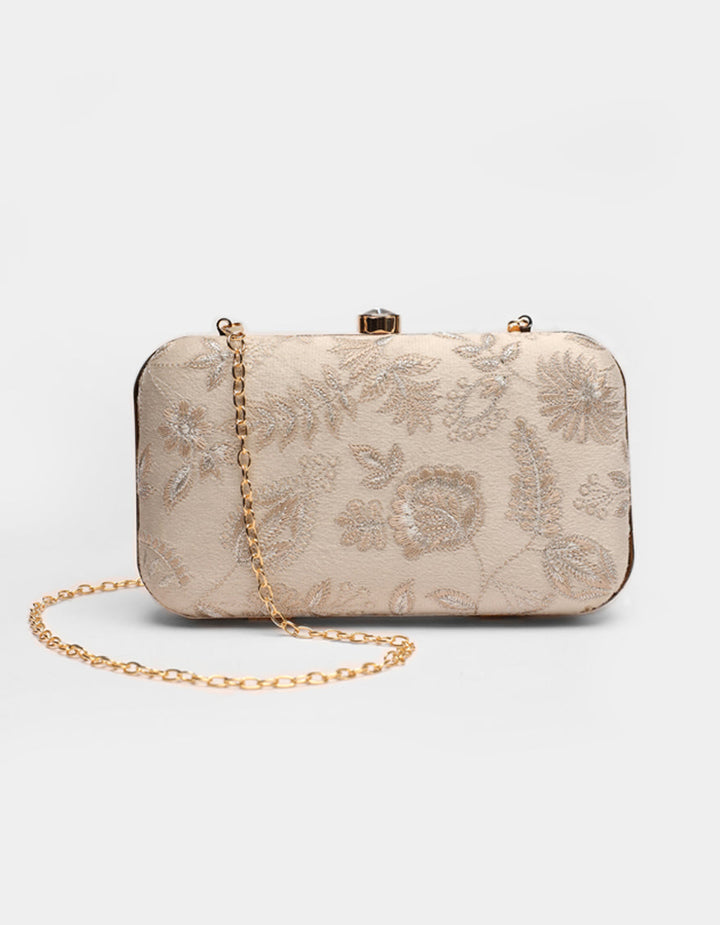 Velvet Off White Hand Bag - J. Junaid Jamshed