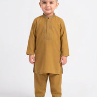 Polyester Golden Shalwar Kameez - J. Junaid Jamshed