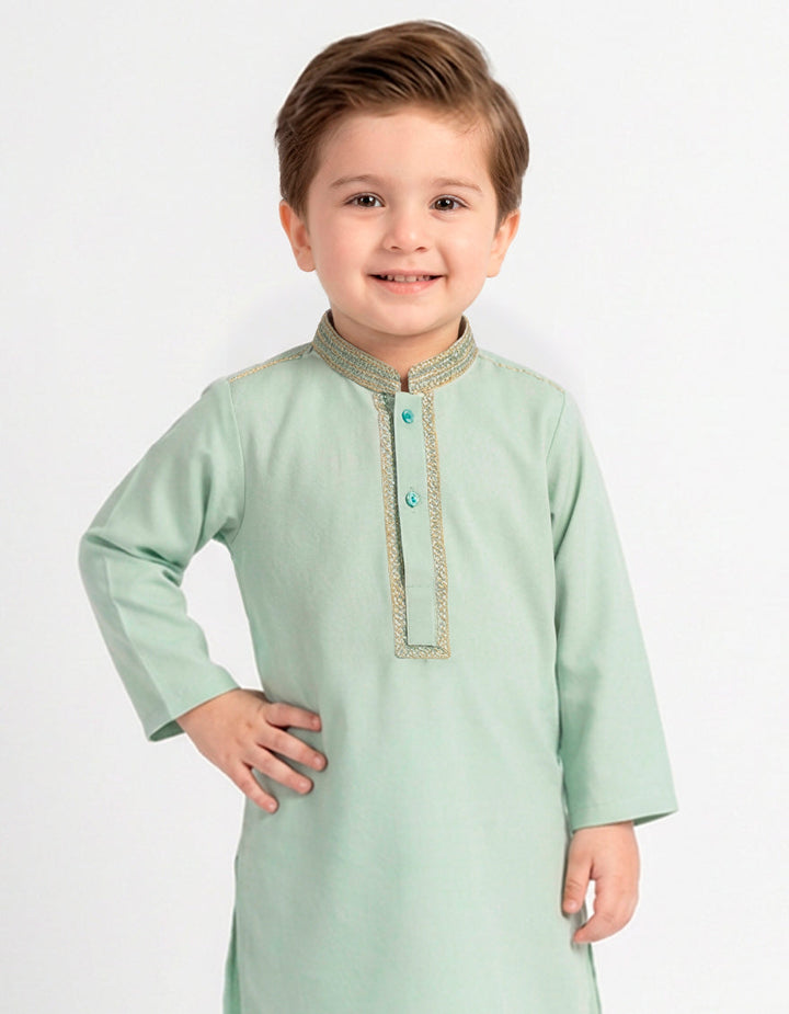 Polyester Light Green Shalwar Kameez - J. Junaid Jamshed