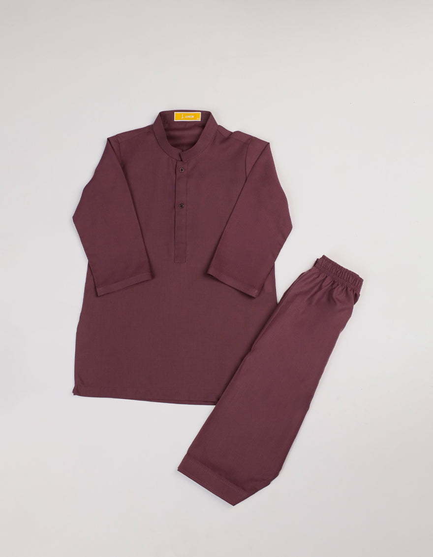 Polyester Plum Shalwar Kameez - J. Junaid Jamshed
