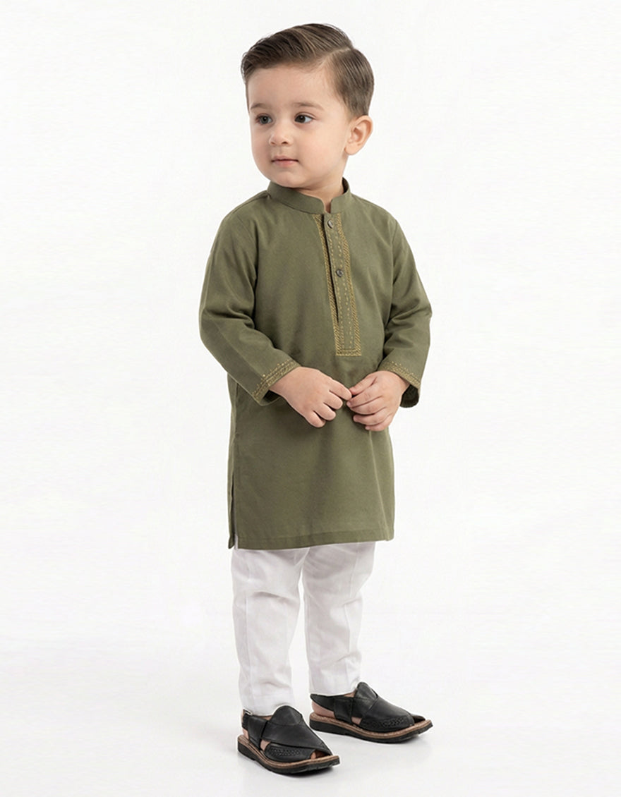 Blended Dull Green Shalwar Kameez - J. Junaid Jamshed