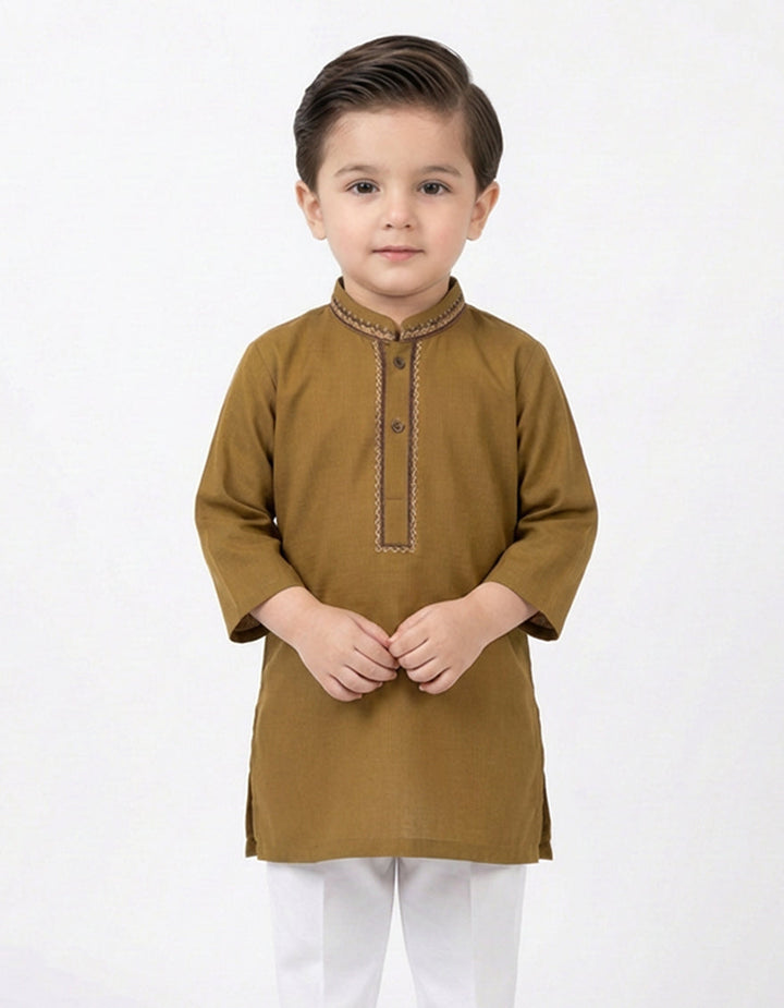 Polyester Golden Shalwar Kameez - J. Junaid Jamshed