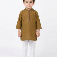 Polyester Golden Shalwar Kameez - J. Junaid Jamshed