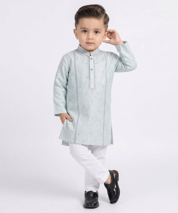 Polyester Ice Blue Shalwar Kameez - J. Junaid Jamshed